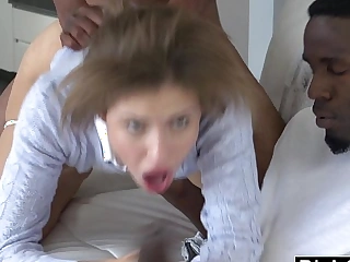 Blacked teen threesome with two monster dicks