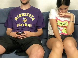 Step Sister Spotted Step Brothers Big Dick Skim through Shorts And Couldn't Resist! Mutual Handjob Orgasm