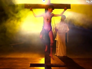 Sexy christian twink receives his sins forgiven after dominant holy litt‚rateur fucks him bareback
