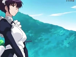 Busty hentai maid gives a lusty blowjob to say no to master