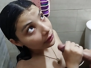 Her sexy stepsister, steaming in her hot shower, gets dissolutely aroused, and her stepbrother secretly spies, but she erratically gives him a oral to devour his cum.
