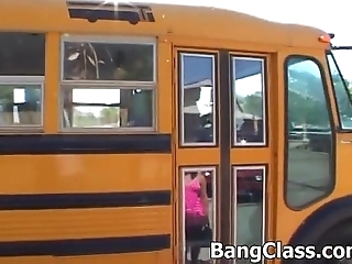 Bus school driver making out legal age teenager piece of baggage