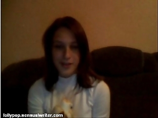 Russian legal age teenager sucks banana essentially webcam, softcore
